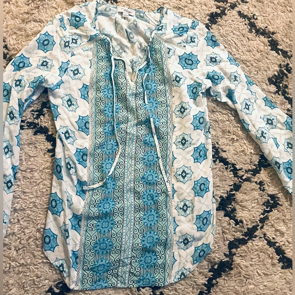 Blue & White Boho Blouse